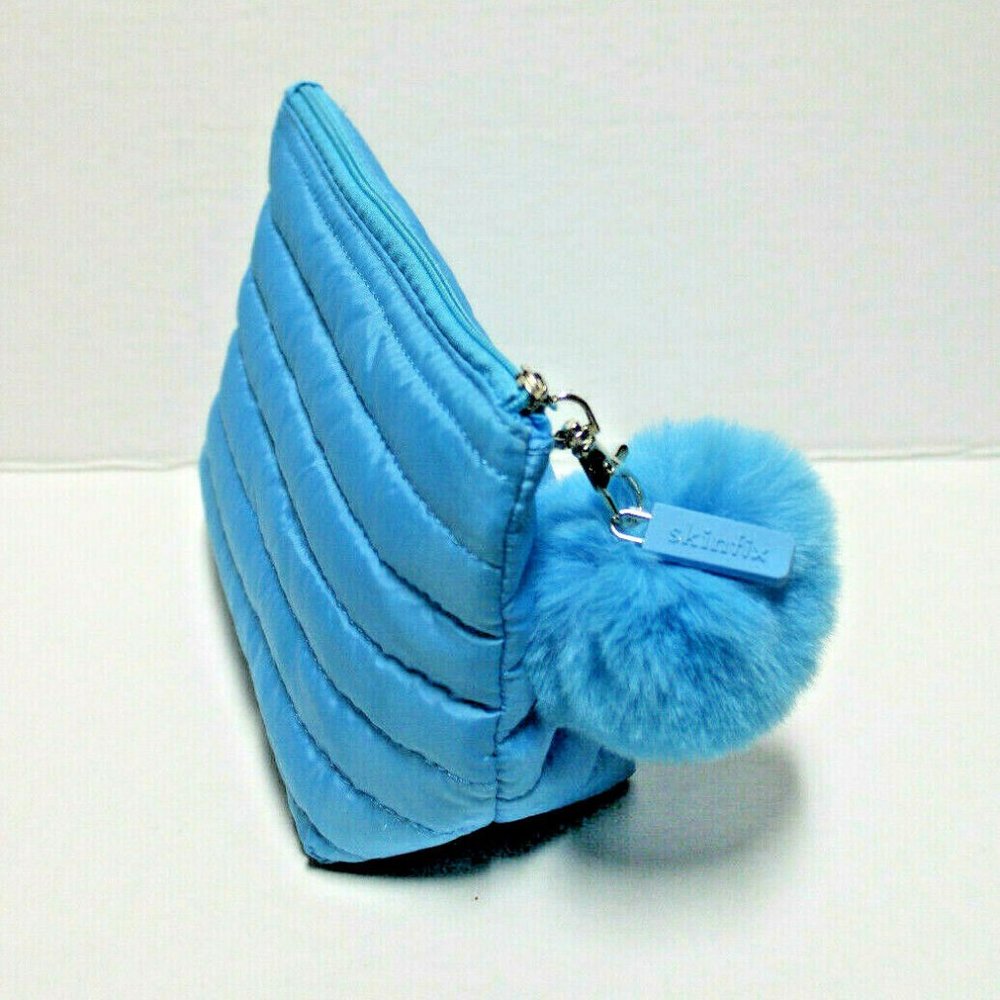 Skinfix Cosmetic Blue Nylon Bag Pam-Pom Size-8x5.5x3 inches